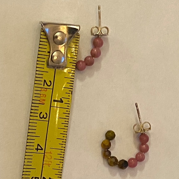 Chan Luu Small Hoops Tiger Eye & Rose Quartz 1/2" - Picture 4 of 7